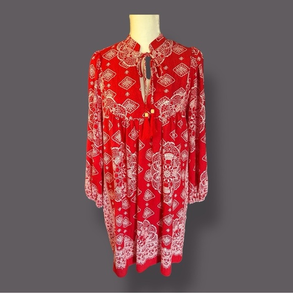 Emma & Michele Dresses & Skirts - Red & White Bohemian Style Babydoll dress, NEW